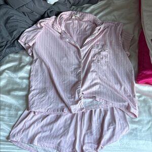 Laura Ashley Light Pink Striped Pajama Set